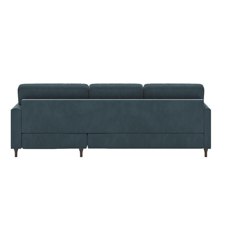 Blue Velvet Right Hand Facing 4 Seater Chaise Corner Sofa - Payton