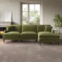 Olive Green Velvet Right Hand 4 Seater Chaise Corner Sofa - Payton