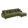 Olive Green Velvet Right Hand 4 Seater Corner Sofa - Payton