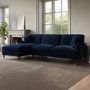 Navy Velvet Left Hand Facing 4 Seater Chaise Corner Sofa - Payton