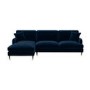 Navy Velvet Left Hand Facing 4 Seater Chaise Corner Sofa - Payton