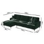 Dark Green Velvet Left Hand Facing 4 Seater Chaise Corner Sofa - Payton