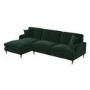 Dark Green Velvet Left Hand Facing 4 Seater Chaise Corner Sofa - Payton