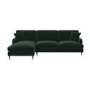 Dark Green Velvet Left Hand Facing 4 Seater Chaise Corner Sofa - Payton