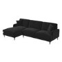 Black Velvet Left Hand Facing 4 Seater Chaise Corner Sofa - Payton