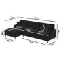 Black Velvet Left Hand Facing 4 Seater Chaise Corner Sofa - Payton