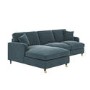Blue Velvet Left Hand Facing 4 Seater L Shaped Sofa - Payton