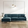 Blue Velvet Left Hand Facing L Shaped Sofa - Seats 4 - Payton