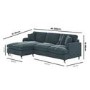 Blue Velvet Left Hand Facing 4 Seater L Shaped Sofa - Payton