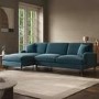 Blue Velvet Left Hand Facing 4 Seater L Shaped Sofa - Payton