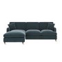 Blue Velvet Left Hand Facing 4 Seater L Shaped Sofa - Payton
