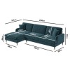 Blue Velvet Left Hand Facing L Shaped Sofa - Seats 4 - Payton