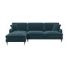 Blue Velvet Left Hand Facing L Shaped Sofa - Seats 4 - Payton