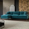 Teal Velvet Left Hand Facing L Shaped Sofa - Seats 4 - Payton