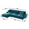 Teal Velvet Left Hand Facing L Shaped Sofa - Seats 4 - Payton