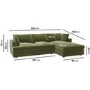 Right Hand Chaise Corner Sofa and Footstool Set in Green Velvet - August