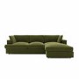 Olive Green Velvet Right Hand 4 Seater Corner Sofa - August