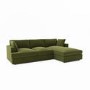Large Olive Green Velvet Right Hand 4 Seater Chaise Corner Sofa - August
