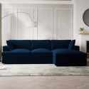 SOF155 Large Navy Blue Velvet Right Hand 4 Seater Chaise Corner Sofa - August