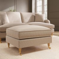 Large Beige Woven Footstool - Payton  Large Beige Woven Footstool - Payton