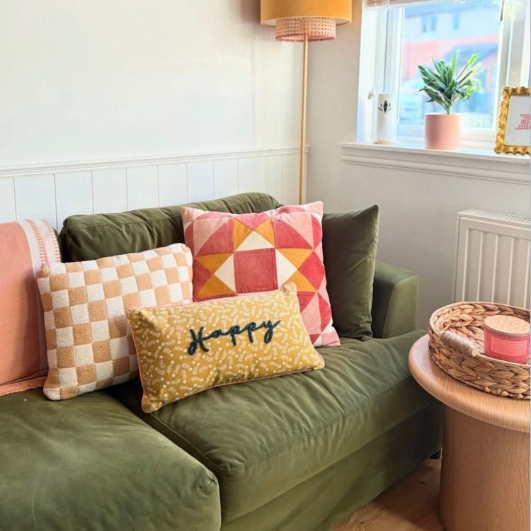 Olive Green Velvet 3 Seater Sofa - Payton