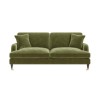 Olive Green Velvet 3 Seater Sofa - Payton