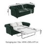 Green Velvet Chesterfield Pull Out Sofa Bed - Seats 3 - Bronte