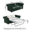 Green Velvet Chesterfield Pull Out Sofa Bed - Seats 3 - Bronte