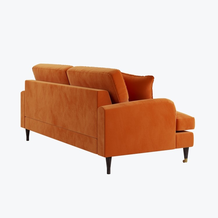 Orange Velvet 3 Seater Sofa - Payton