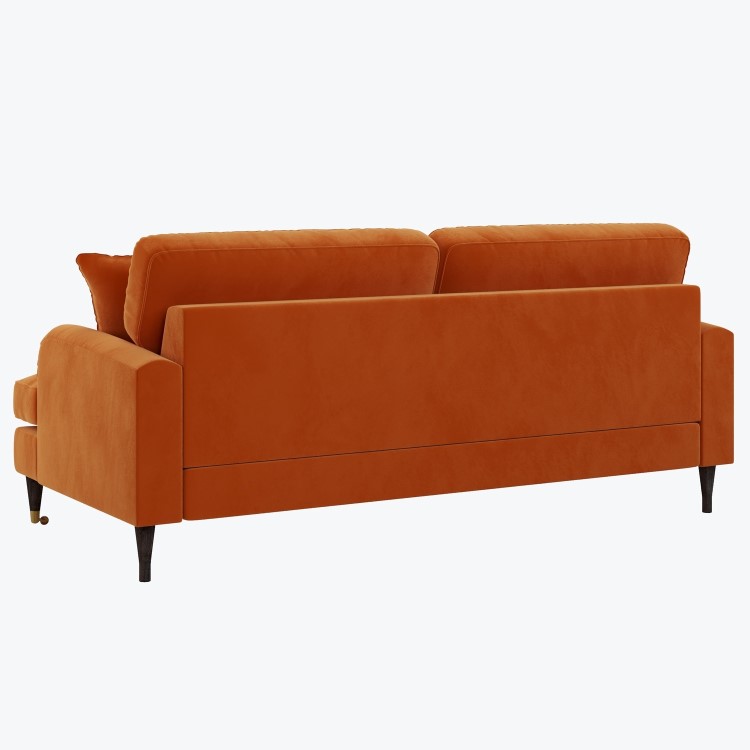 Orange Velvet 3 Seater Sofa - Payton