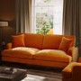 Orange Velvet 3 Seater Sofa - Payton