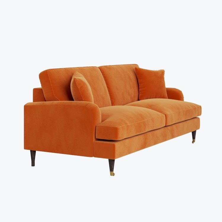 Orange Velvet 3 Seater Sofa - Payton