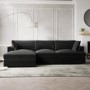 Left Hand Chaise Corner Sofa and Footstool Set in Grey Velvet - August