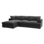 Dark Grey Velvet Left Hand 4 Seater Chaise Corner Sofa - August