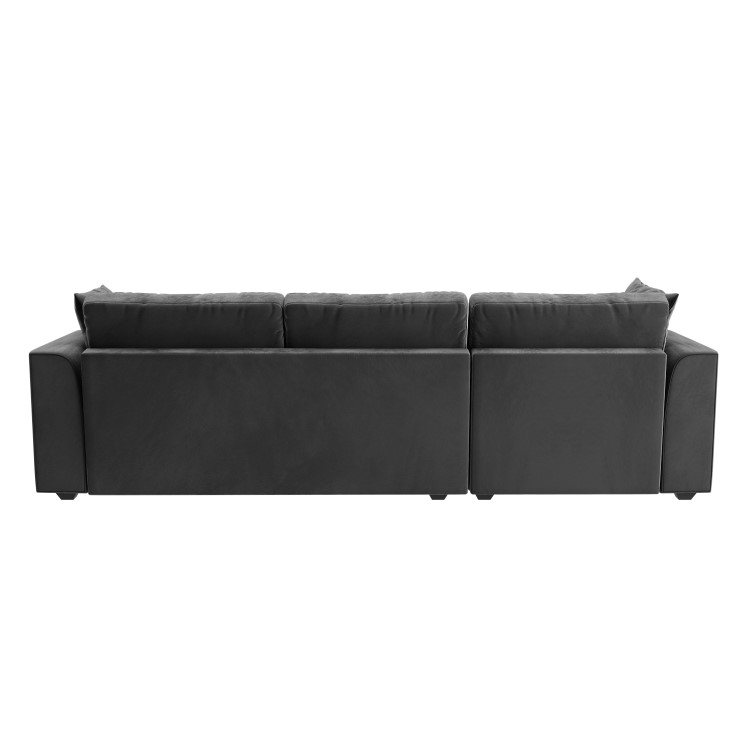 Dark Grey Velvet Left Hand 4 Seater Chaise Corner Sofa - August