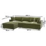 Left Hand Chaise Corner Sofa and Footstool Set in Green Velvet - August