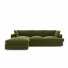 Olive Green Velvet Left Hand 4 Seater Corner Sofa - August