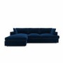 Navy Blue Velvet Left Hand 4 Seater Chaise Corner Sofa - August