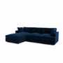 Navy Blue Velvet Left Hand 4 Seater Chaise Corner Sofa - August
