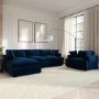Navy Blue Velvet Left Hand 4 Seater Chaise Corner Sofa - August