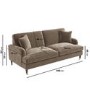 Beige Velvet 3 Seater Sofa - Payton