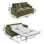 Olive Green Velvet Pull Out Sofa Bed - Seats 2 - Payton