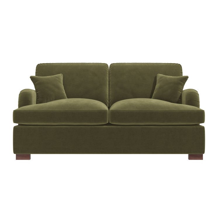 Olive Green Velvet Pull Out Sofa Bed - Seats 2 - Payton