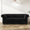 Black Velvet Chesterfield Pull Out Sofa Bed - Seats 3 - Bronte