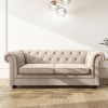 Beige Fabric Chesterfield Pull Out Sofa Bed - Seats 3 - Bronte