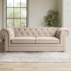 Beige Fabric Chesterfield Pull Out Sofa Bed - Seats 3 - Bronte