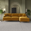 SOF191 Mustard Velvet Right Hand Facing 4 Seater Chaise Corner Sofa - Payton