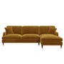 Mustard Velvet Right Hand Facing 4 Seater Corner Sofa - Payton