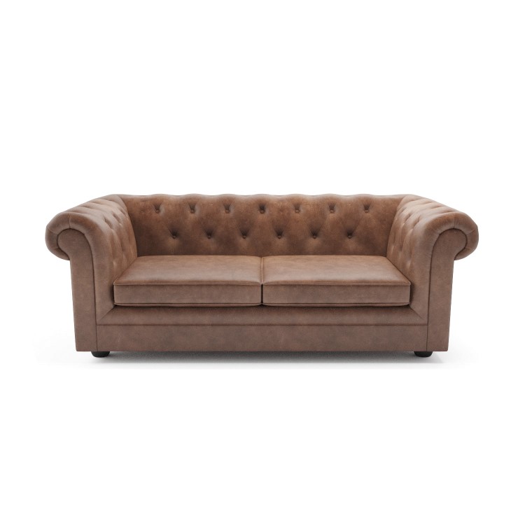 Tan Faux Leather Chesterfield Sofa - Seats 2 - Bronte