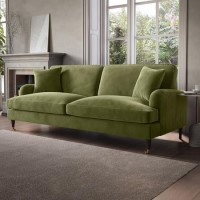 Olive Green Velvet 4 Seater Sofa - Payton Olive Green Velvet 4 Seater Sofa - Payton